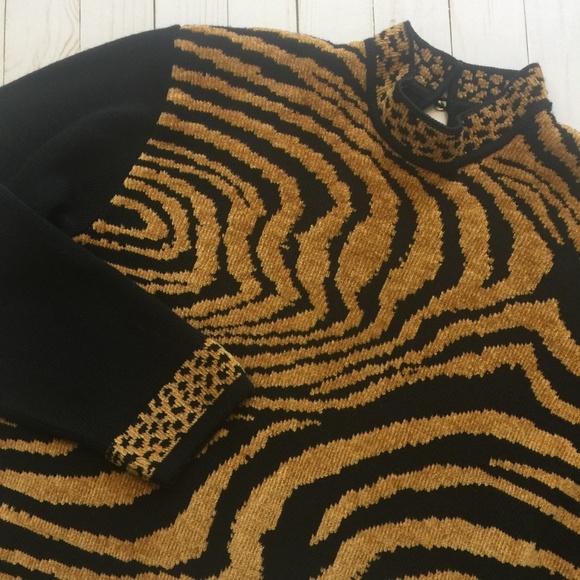 CACHÉ Black & Golden Chenille Animal Print Sweater - Picture 3 of 6